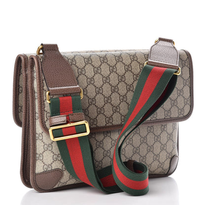 Gucci GG Supreme Monogram Web Neo Vintage Double Flap Messenger Bag Beige New Acero 3 of 14