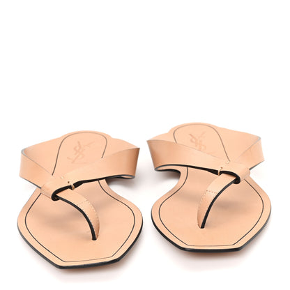 Saint Laurent Calfskin Tower 05 Slide Sandals 37 Gold Brown 3 of 12