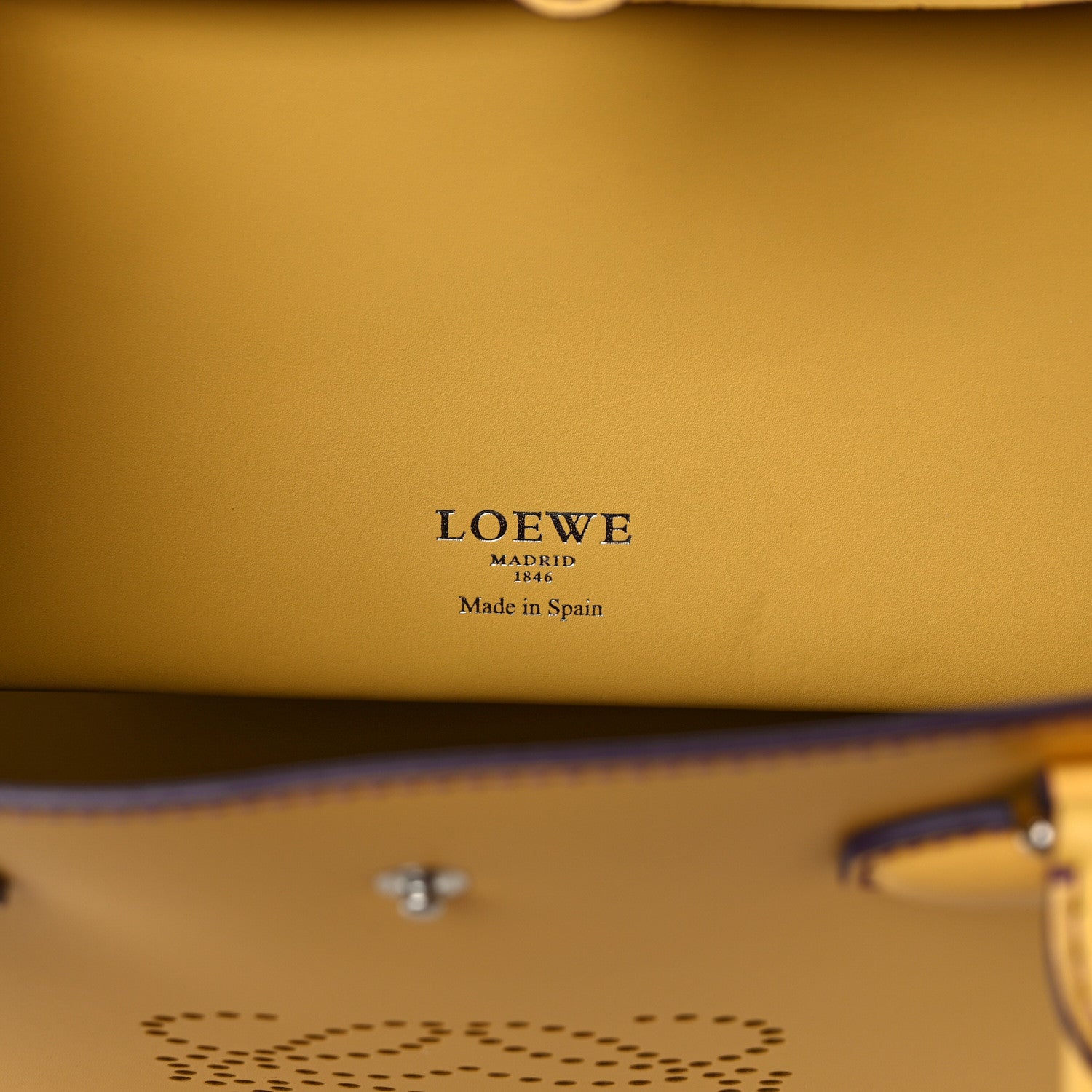 Loewe Smooth Calfskin Perforated Leo Bag Yellow 6 of 14