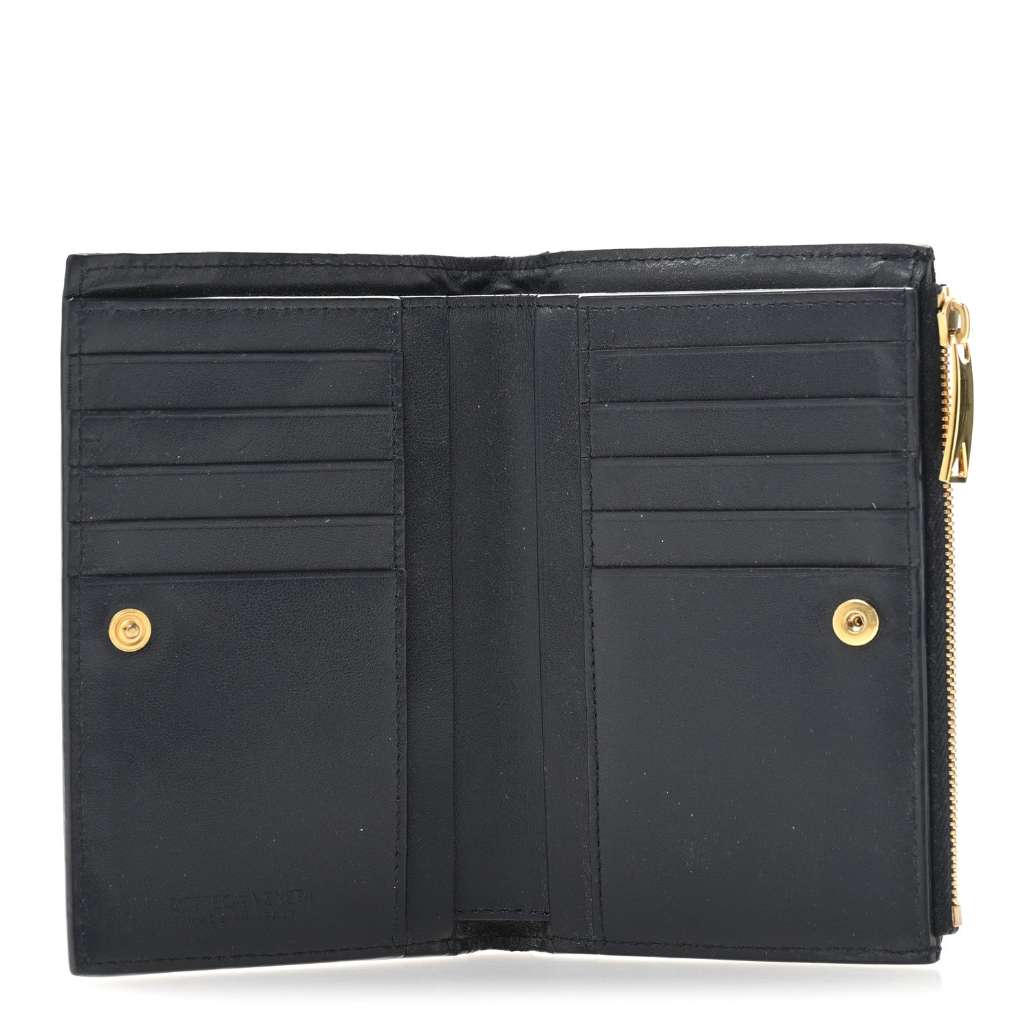 Bottega Veneta Nappa Intrecciato Medium Bifold Zip Wallet Navy 5 of 10