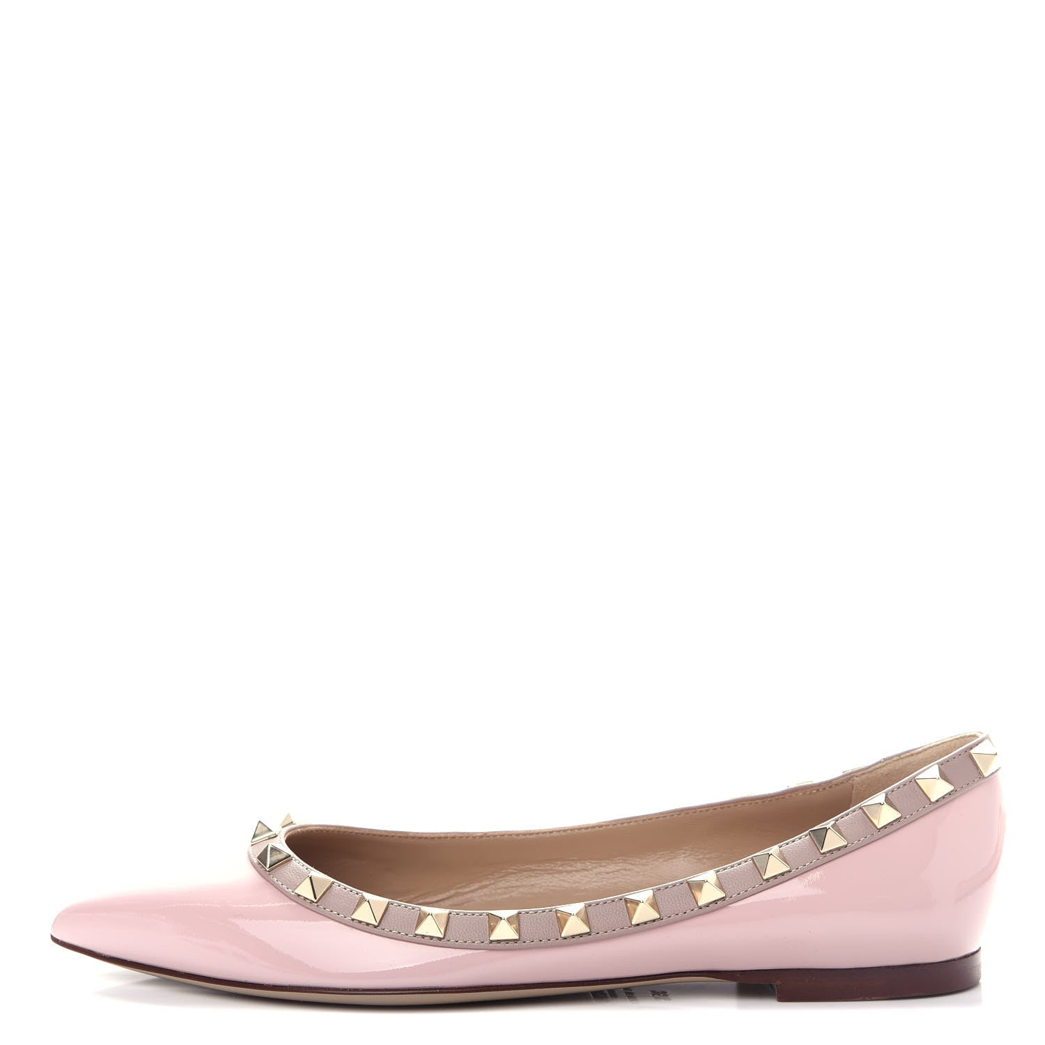 Valentino Garavani Patent Rockstud Ballerina Flats 35.5 Water Rose Poudre 1 of 11