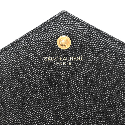 Saint Laurent Grain De Poudre Matelasse Chevron Monogram Chain Wallet Black 6 of 10