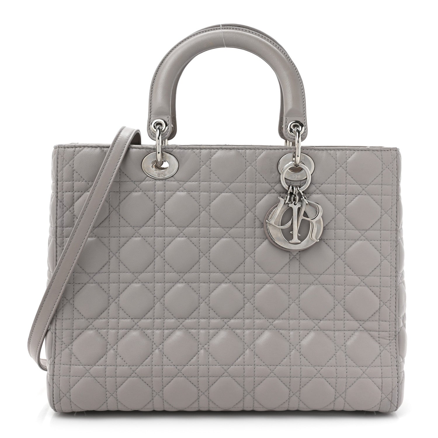 Christian Dior Lambskin Cannage Large Lady Dior Light Grey 1 of 15