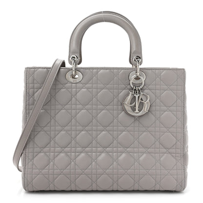 Christian Dior Lambskin Cannage Large Lady Dior Light Grey 1 of 15