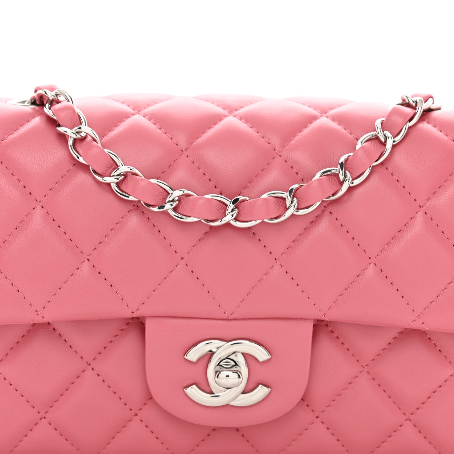 Chanel Lambskin Quilted Mini Rectangular Flap Pink 5 of 11