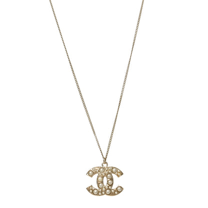 Chanel Pearl CC Pendant Necklace Gold 1 of 4