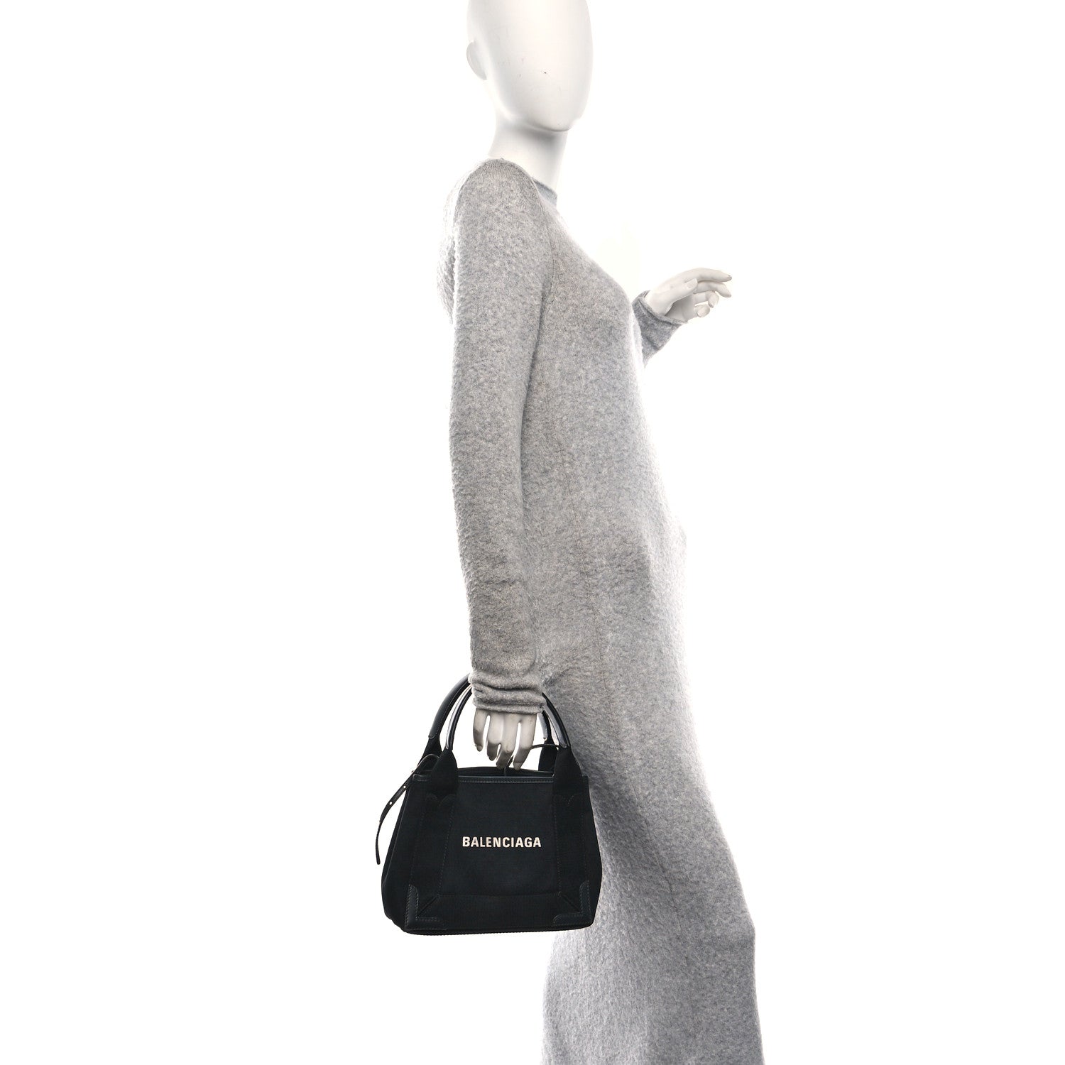 Balenciaga Cotton Canvas Calfskin Navy Cabas XS Black 2 of 12