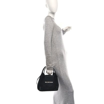 Balenciaga Cotton Canvas Calfskin Navy Cabas XS Black 2 of 12