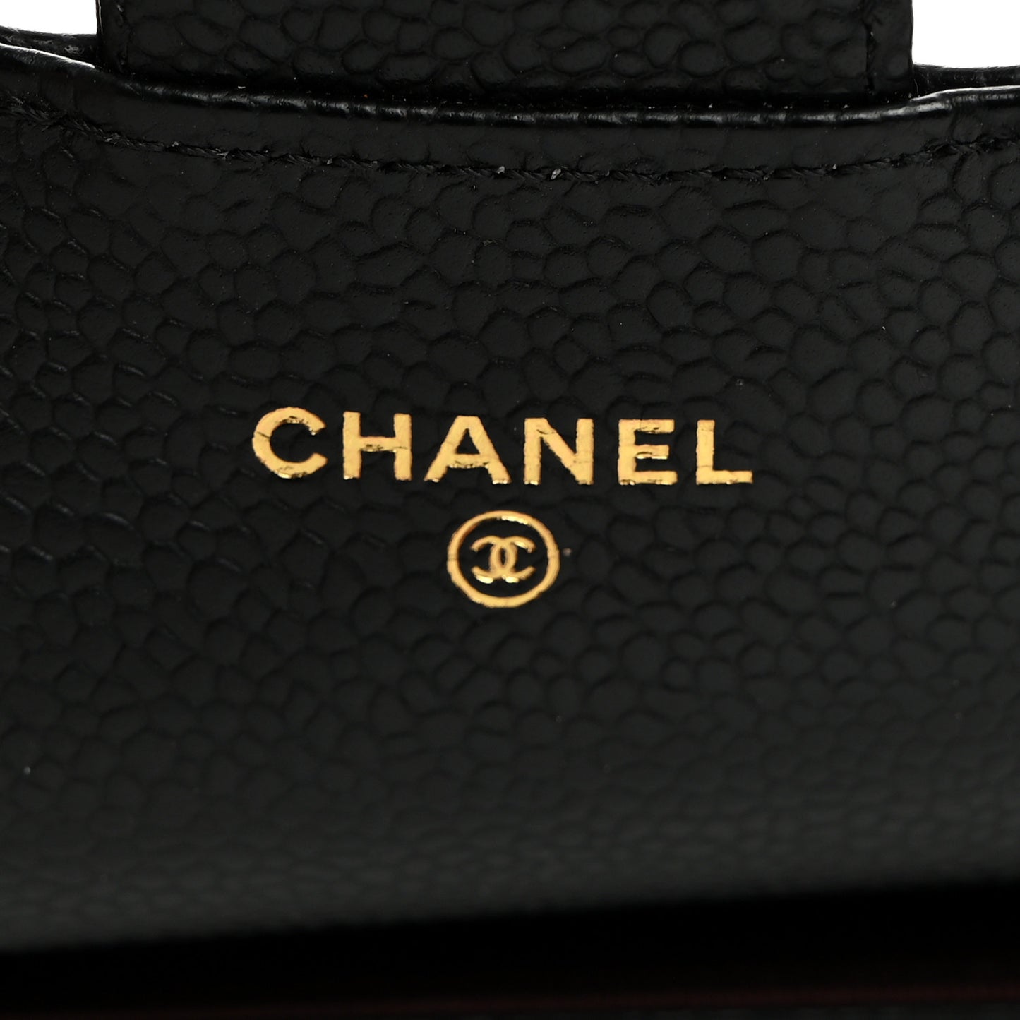 Caviar Quilted Flap Card Holder Wallet Black