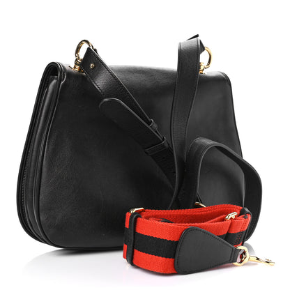 Gucci Roxy Calfskin Web Medium Blondie Shoulder Flap Bag Black 3 of 10