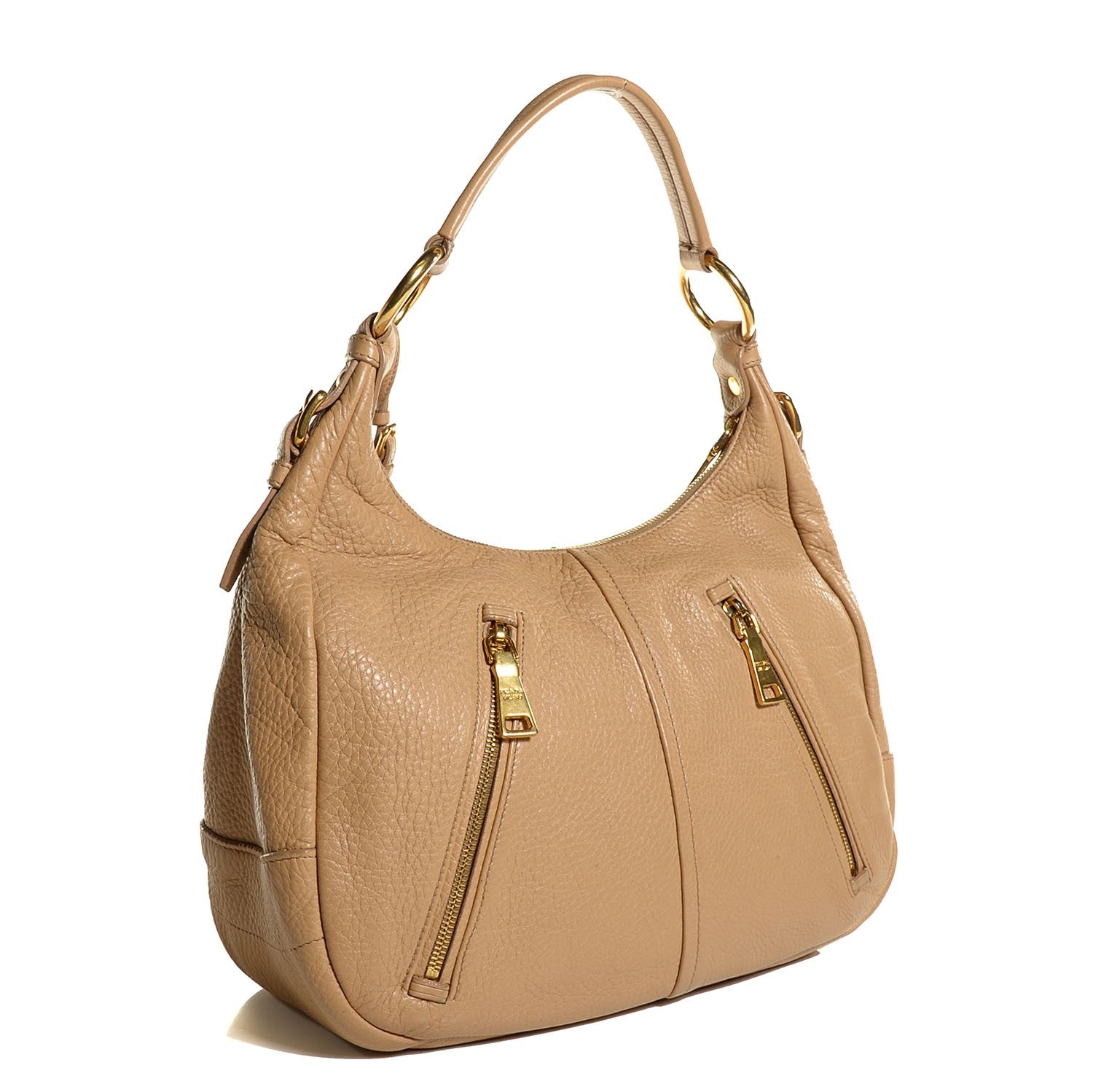 Prada Vitello Daino Double Zip Hobo Sabbia 3 of 9