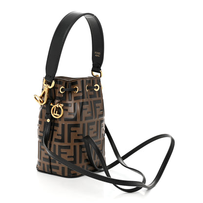 Fendi Vitello Liberty F is Fendi Bi-Color FF 1974 Embossed Mini Mon Tresor Bucket Bag Maya Black 3 of 11