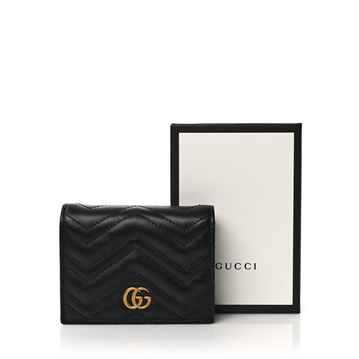 Gucci Calfskin Matelasse GG Marmont Card Case Wallet Black 11 of 11