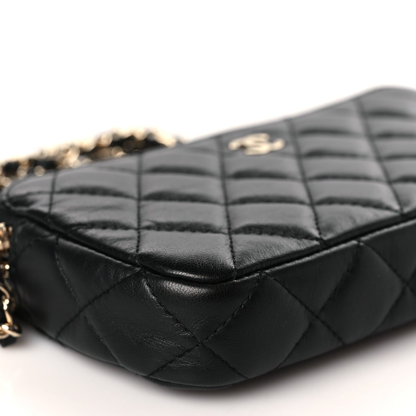Lambskin Quilted Small Clutch With Chain Black