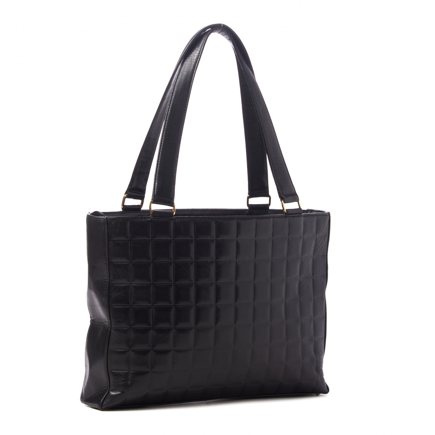 Chanel Lambskin Quilted Chocolate Bar Large Tote Black 2 of 9