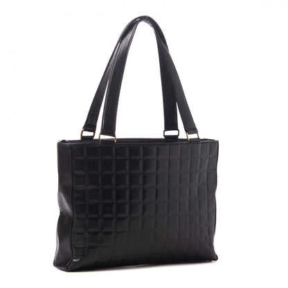 Chanel Lambskin Quilted Chocolate Bar Large Tote Black 2 of 9
