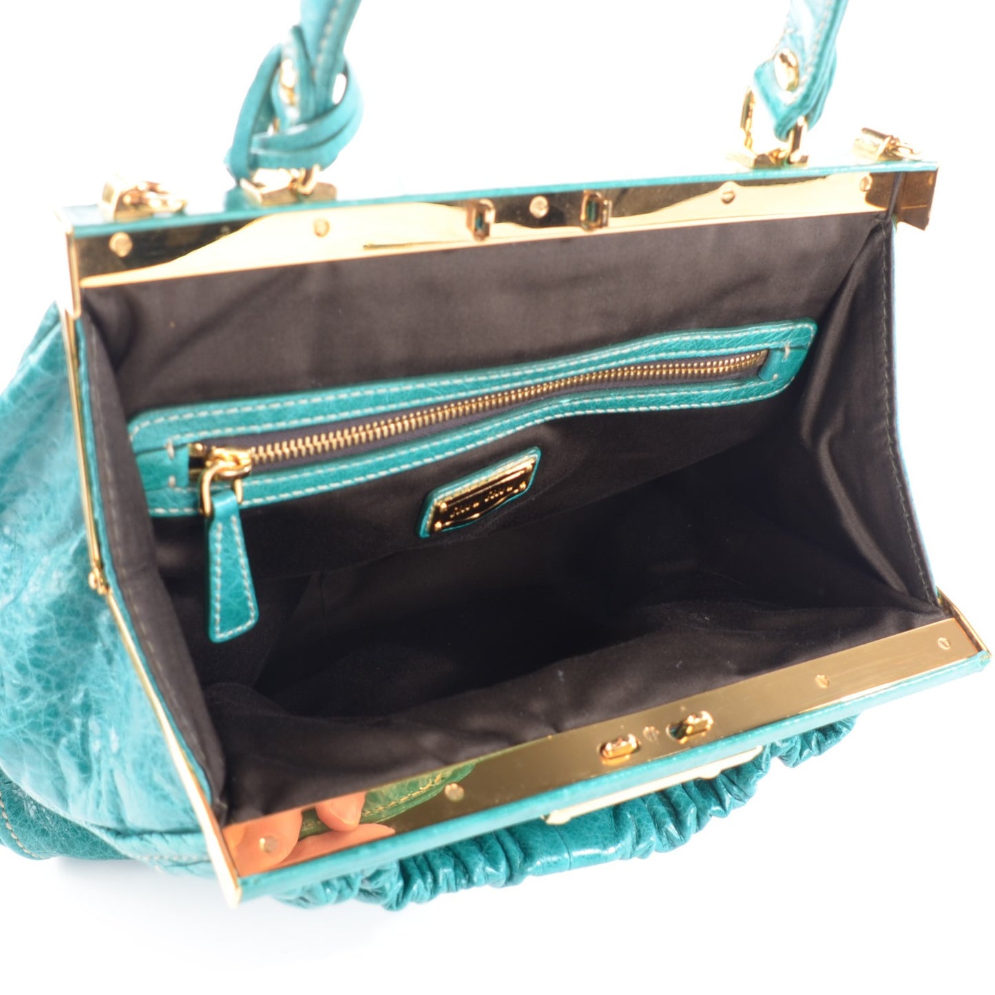 Nappa Frame Lux Top Handle Emerald