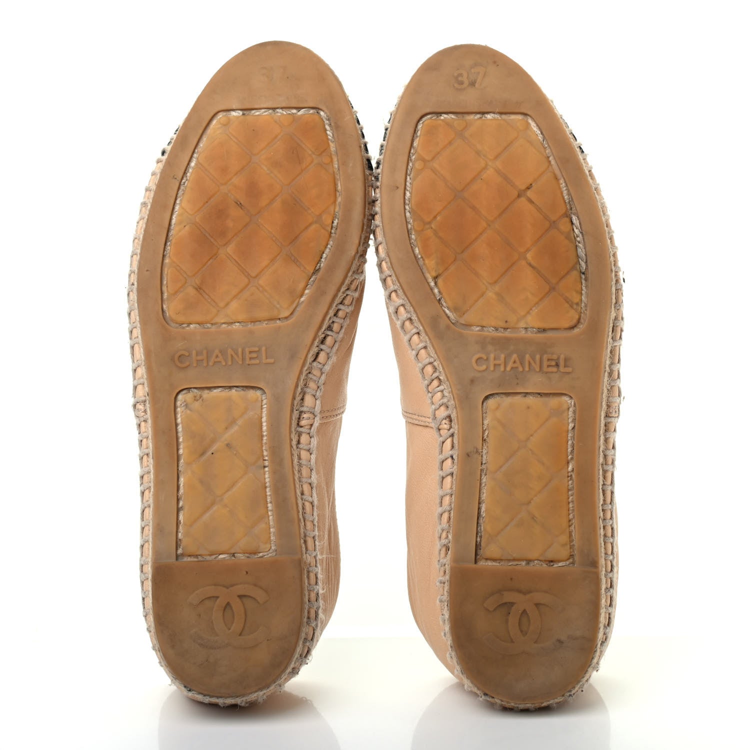 Chanel Lambskin CC Espadrilles 37 Beige Black 4 of 6