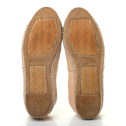 Chanel Lambskin CC Espadrilles 37 Beige Black 4 of 6