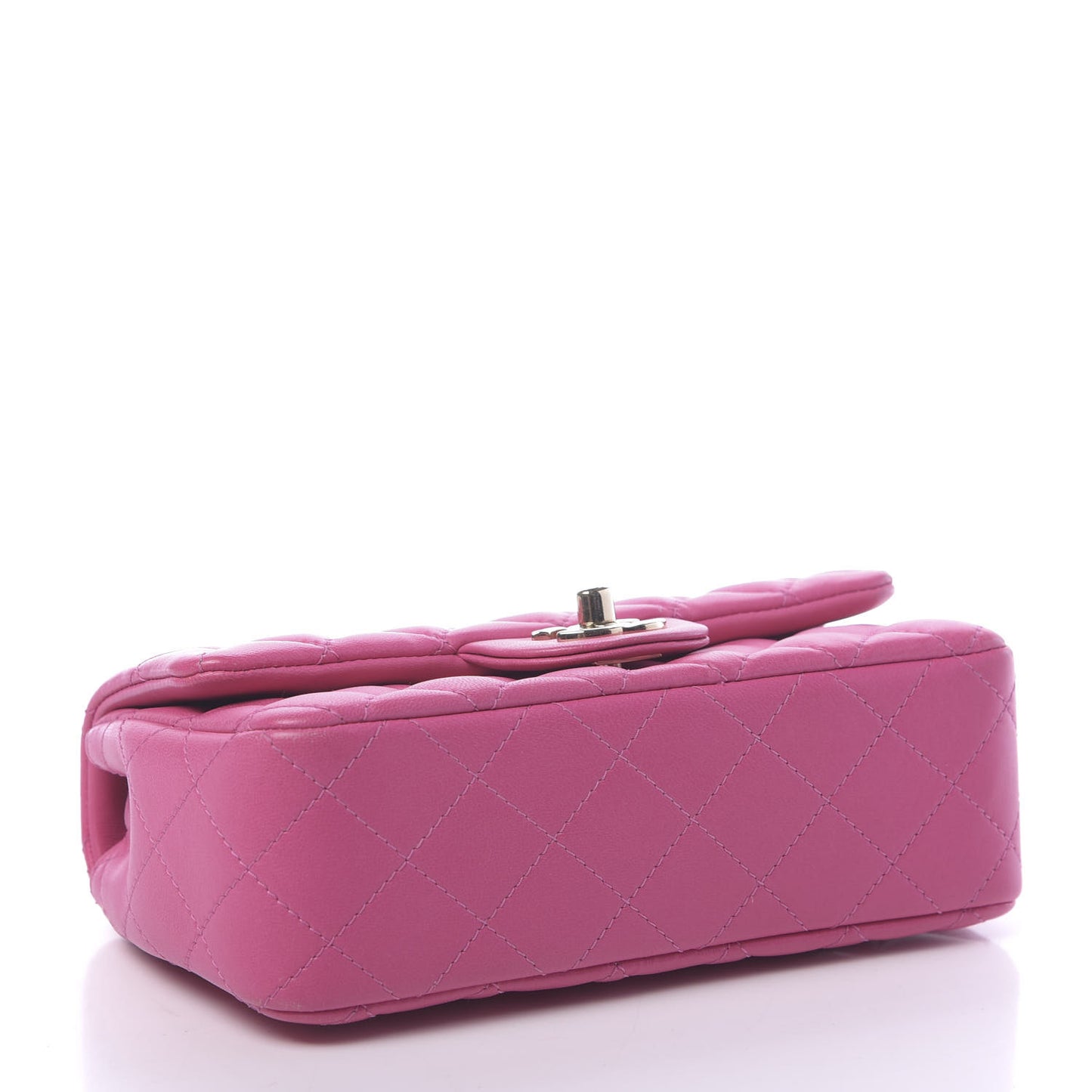 Lambskin Quilted Mini Rectangular Flap Dark Pink