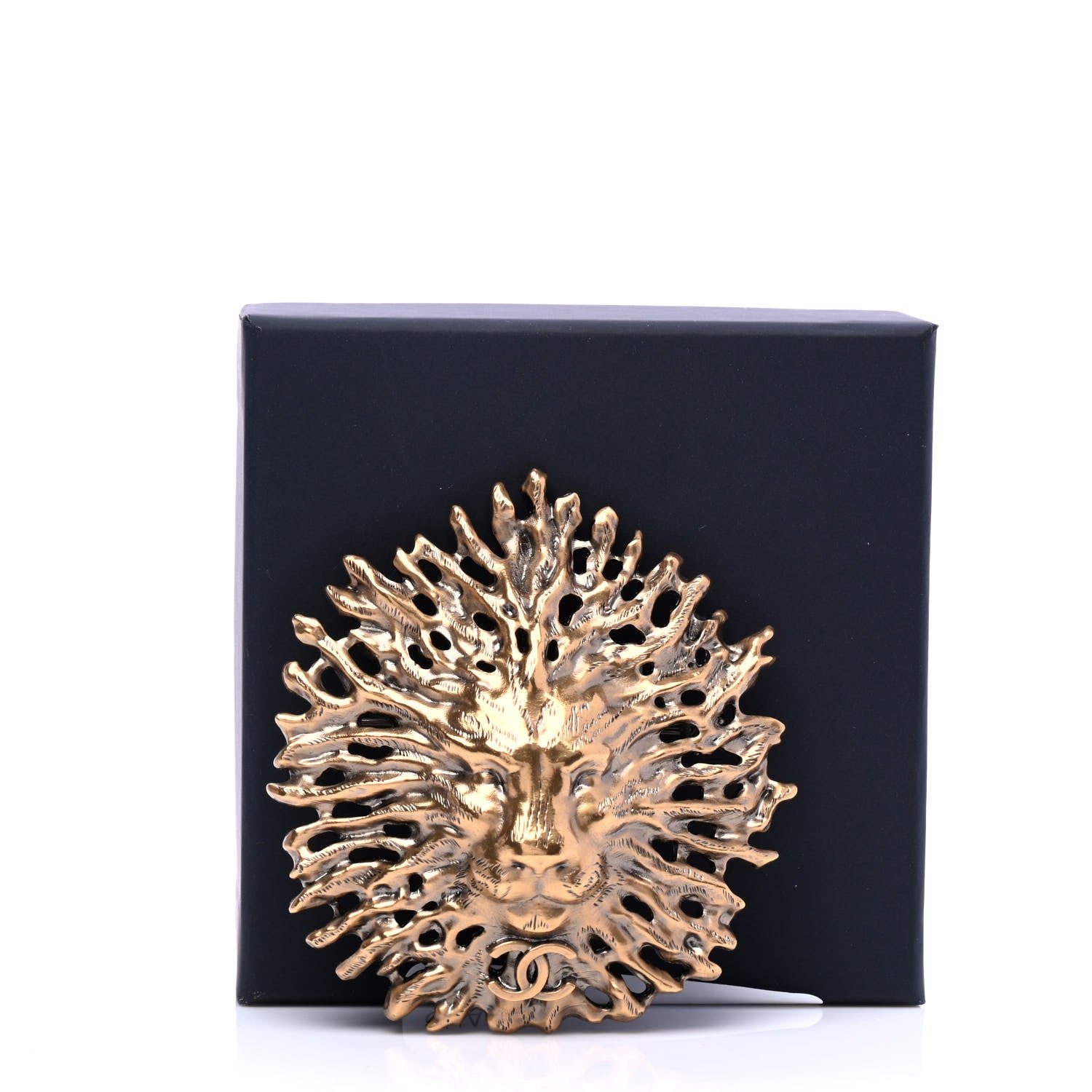 Chanel CC Lion Brooch Gold 4 of 4