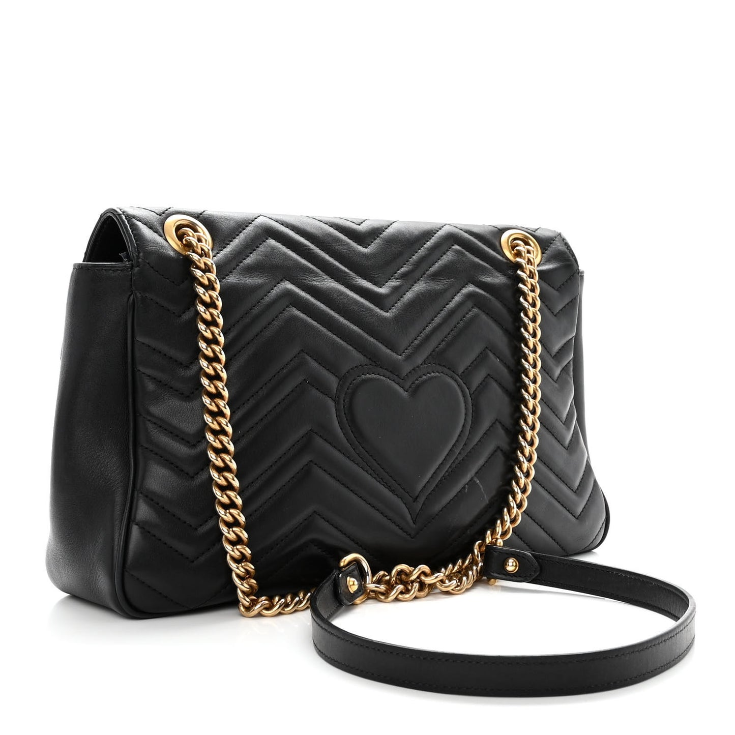 Calfskin Matelasse Medium GG Marmont Shoulder Bag Black