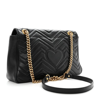 Gucci Calfskin Matelasse Medium GG Marmont Shoulder Bag Black 2 of 11