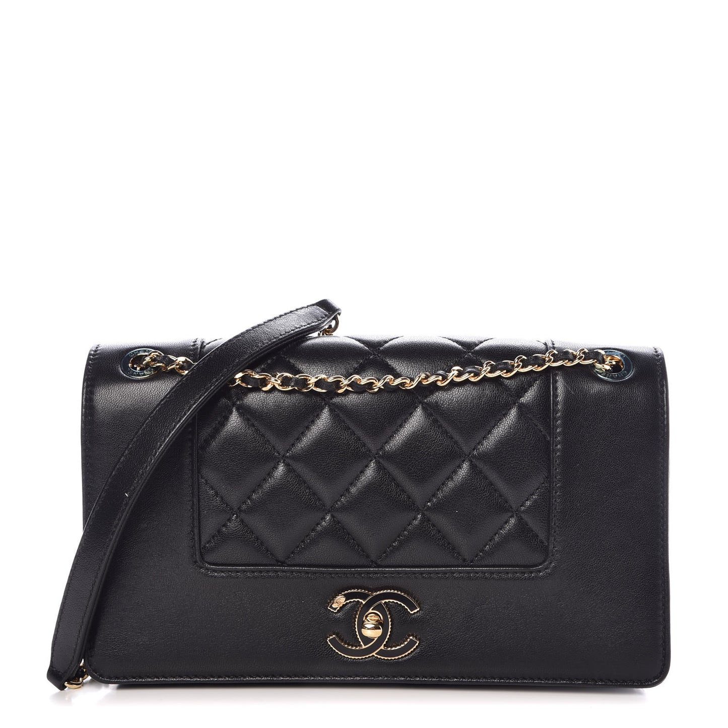 Sheepskin Quilted Medium Vintage Mademoiselle Flap Black