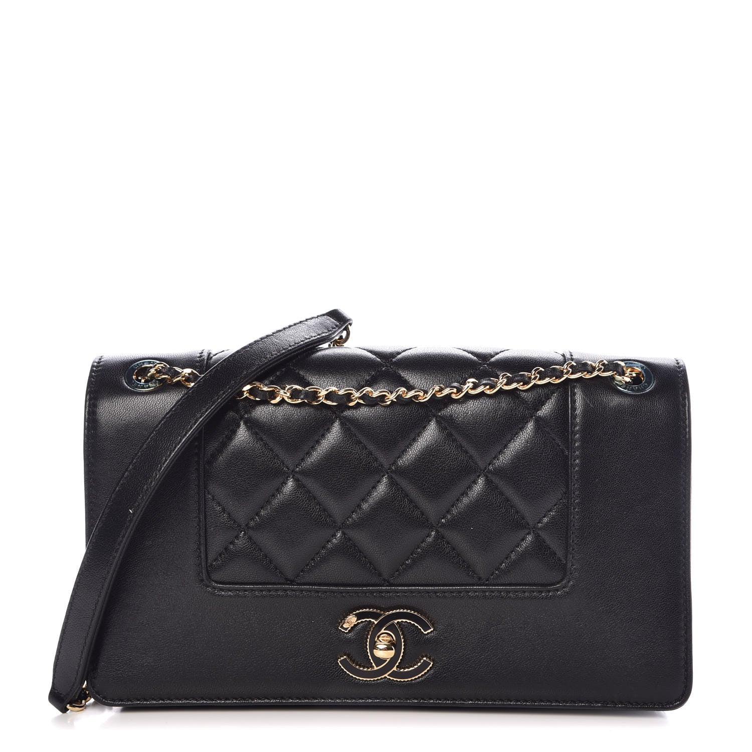 Chanel Sheepskin Quilted Medium Vintage Mademoiselle Flap Black 1 of 8