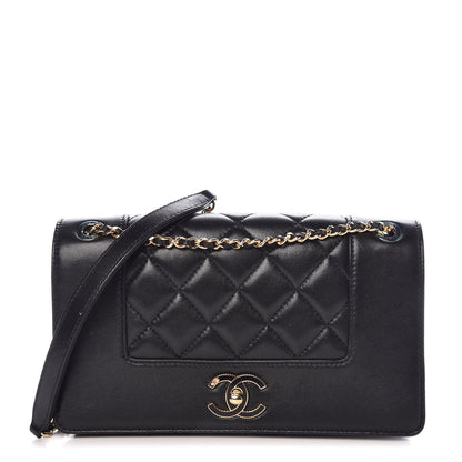 Chanel Sheepskin Quilted Medium Vintage Mademoiselle Flap Black 1 of 8