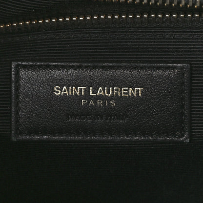 Saint Laurent Grain De Poudre Matelasse Chevron Large Monogram Satchel Black 6 of 11
