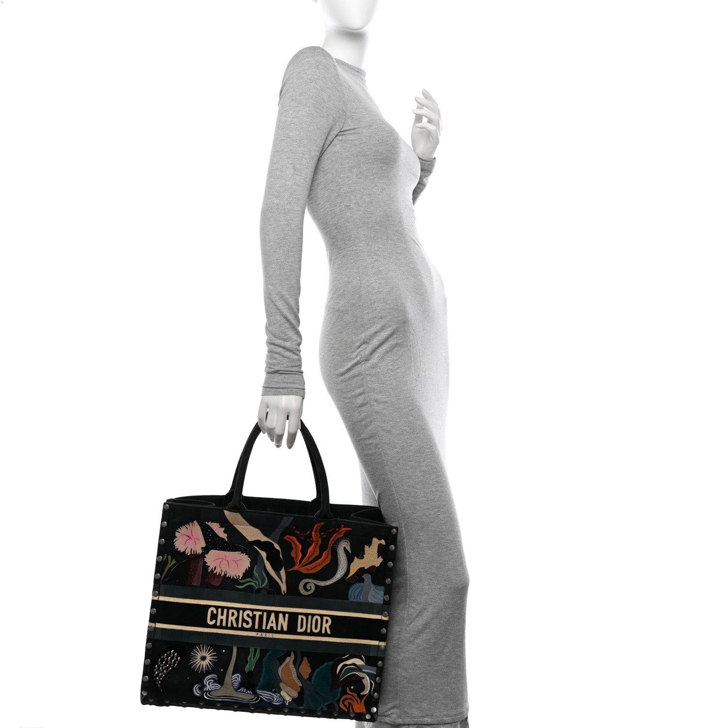 Christian Dior Suede Large Sea Book Tote Black 3 of 14
