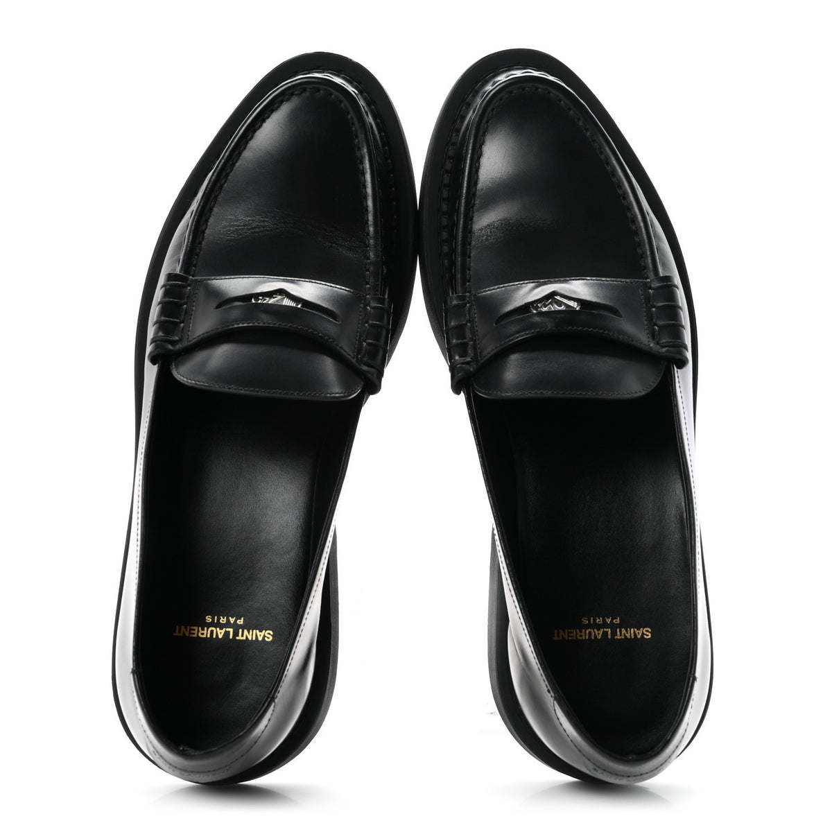 Saint Laurent Calfskin Teddy Hellbourg 10 Mens Penny Loafer 43.5 Black 2 of 10