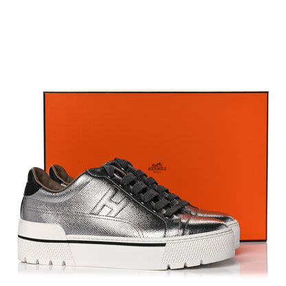 Hermes Metallic Epsom Womens Voltage Sneakers 36 Gris Argente Vieilli Black 9 of 9