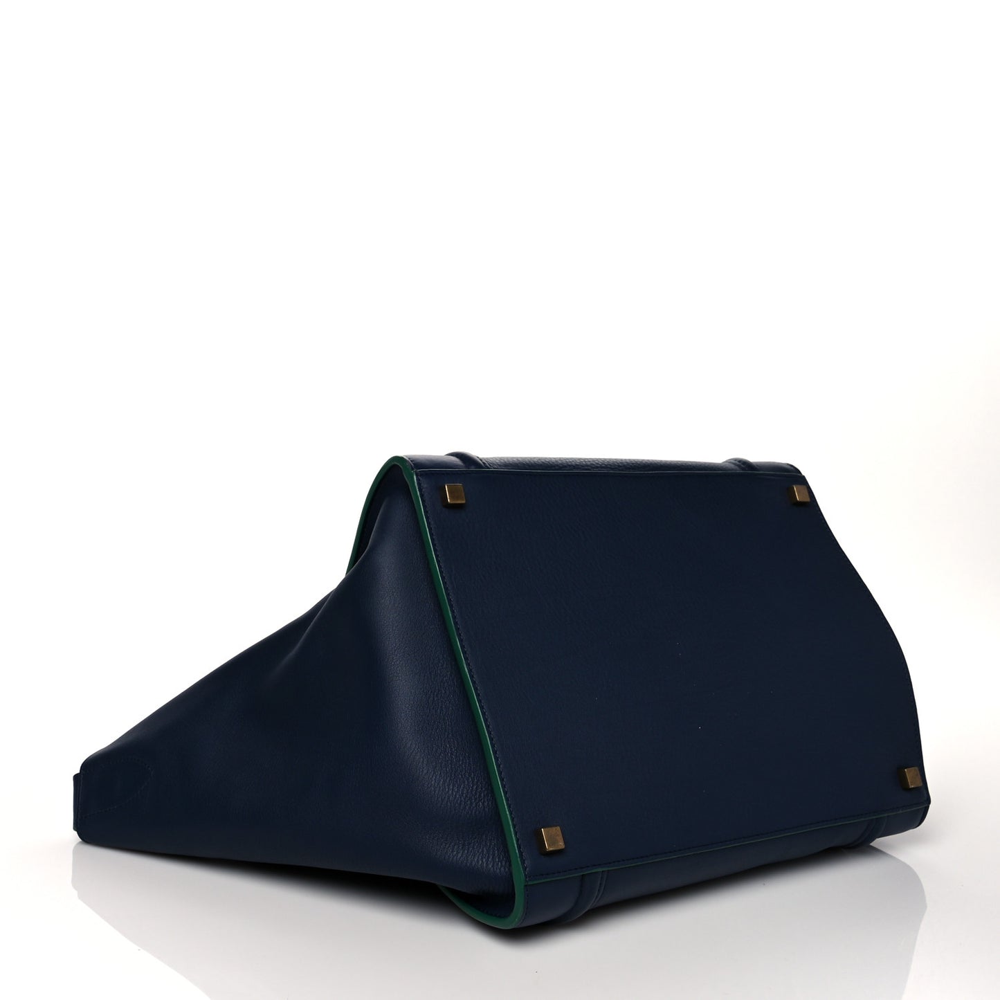 Supple Calfskin Medium Phantom Luggage Navy Blue Green Trim