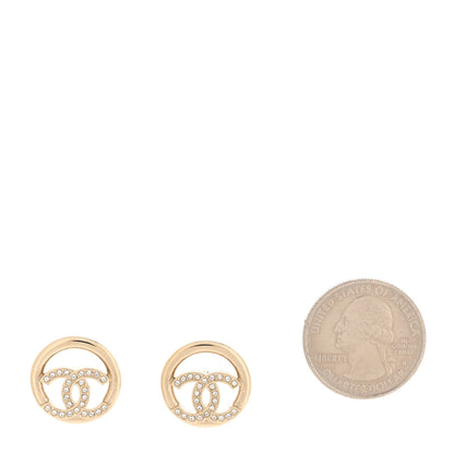Chanel Crystal CC Round Earrings Gold 2 of 5