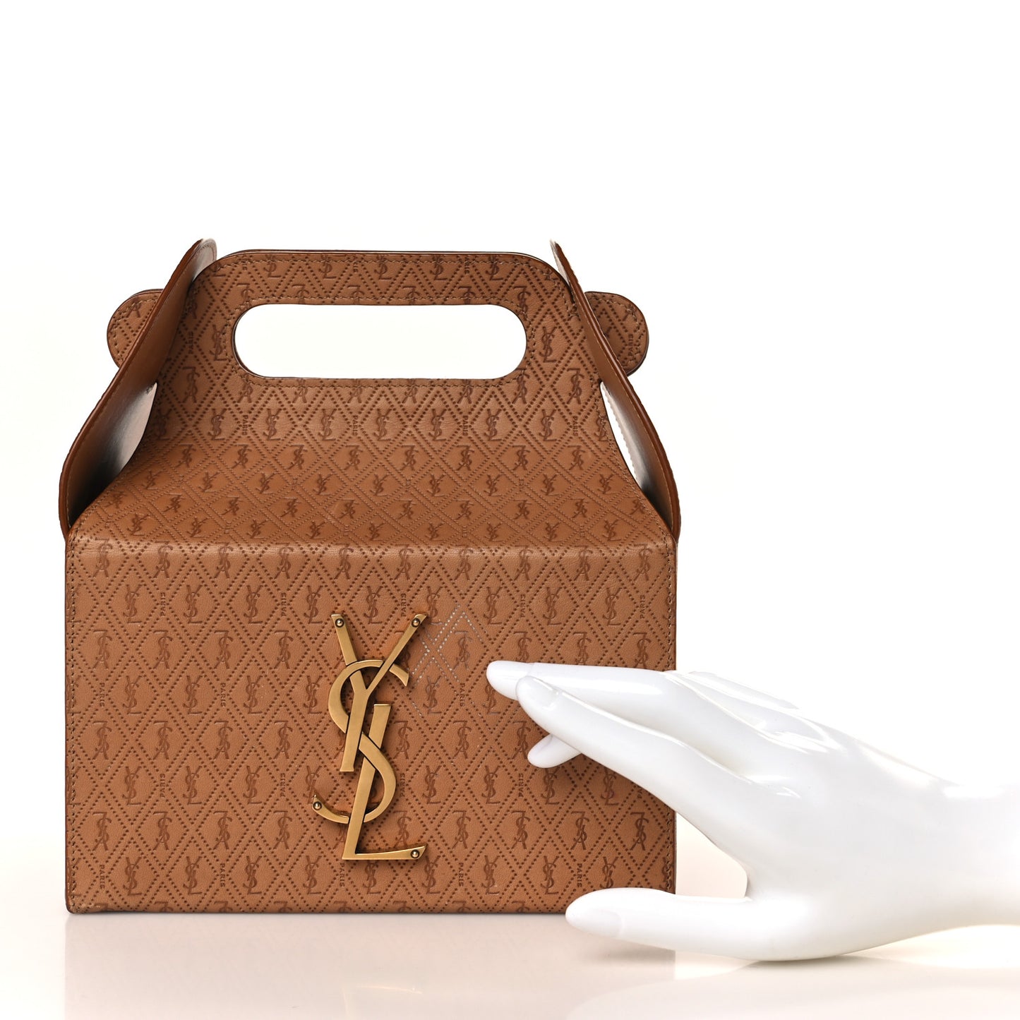 Calfskin Monogram Take Away Box Dusty Vintage Brown Gold