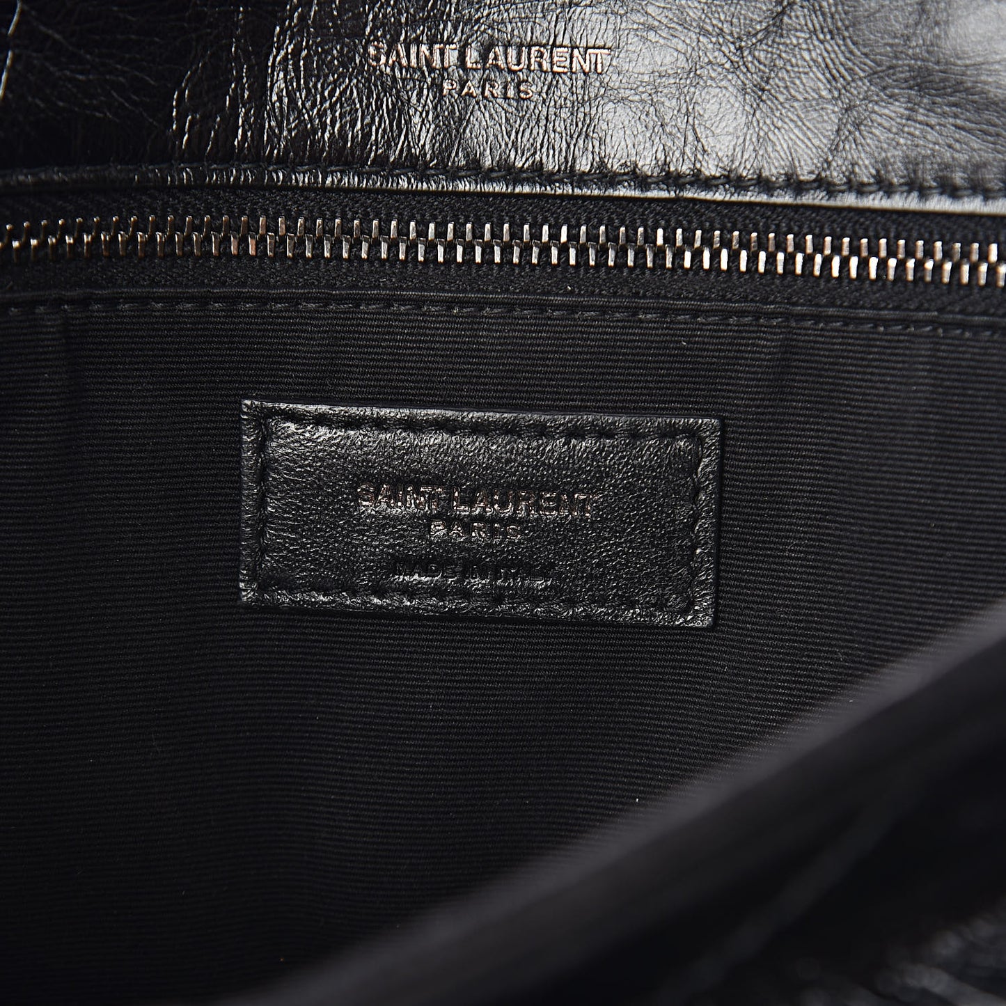 Crinkled Calfskin Matelasse Monogram Medium Niki Chain Satchel Black