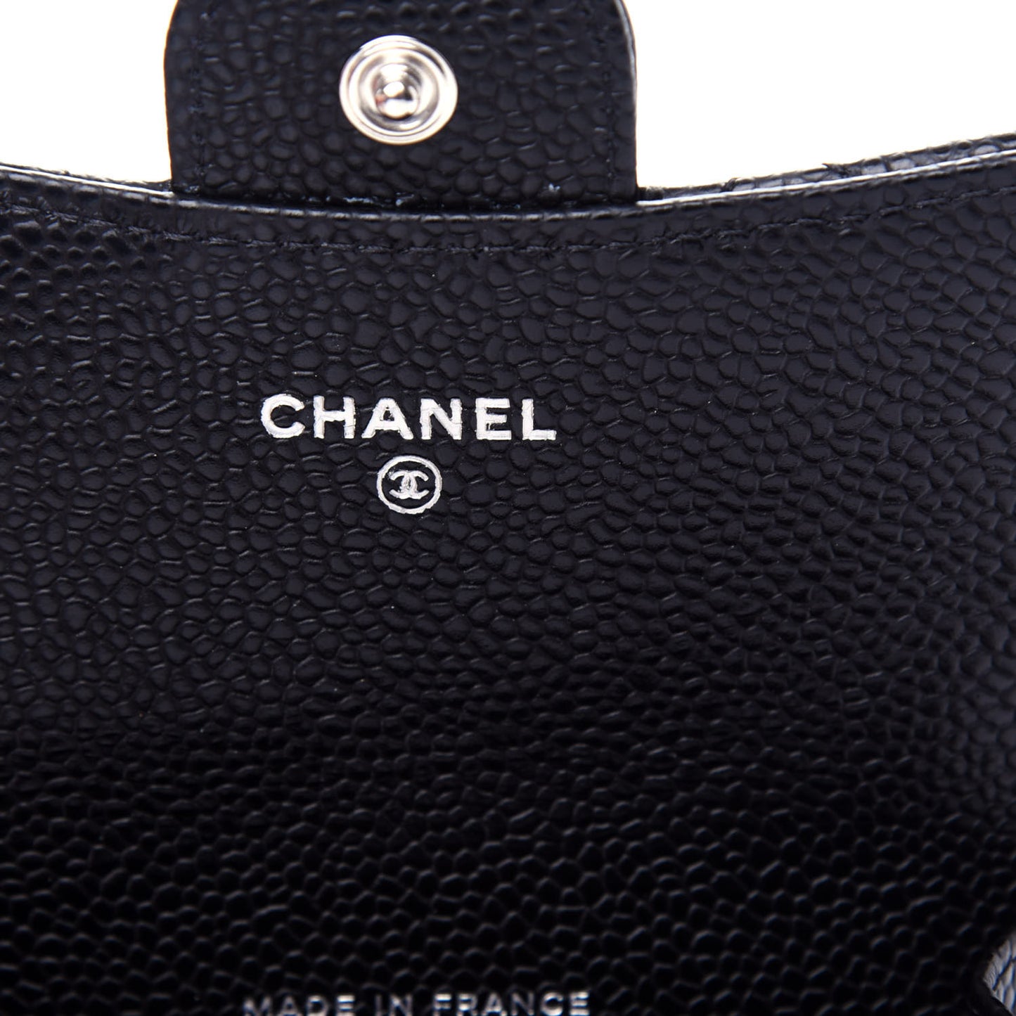 Caviar Quilted Flap Card Holder Wallet Black