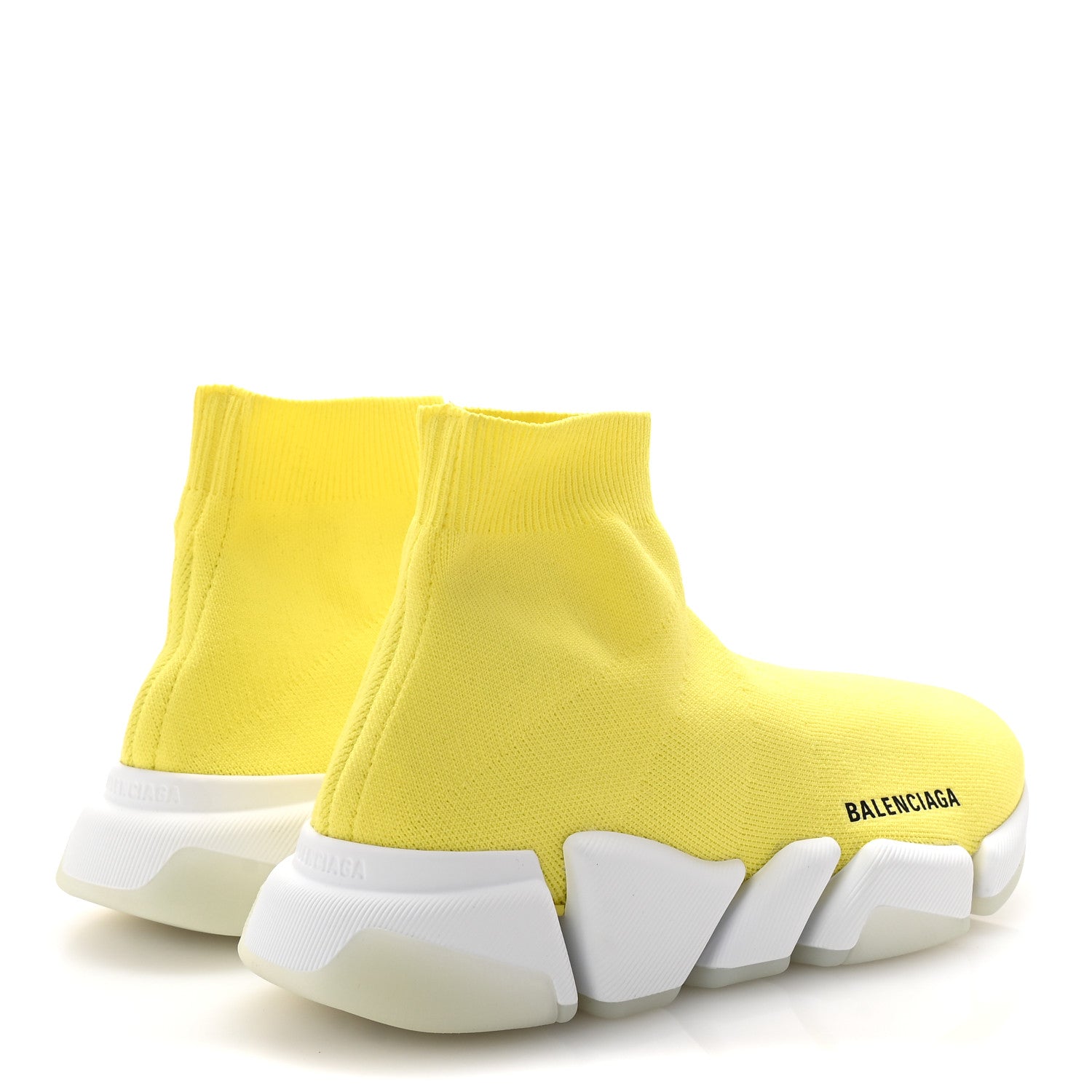 Balenciaga Ribbed Knit Womens Speed 2.0 Transparent Sole Sneakers 39 Yellow 5 of 10