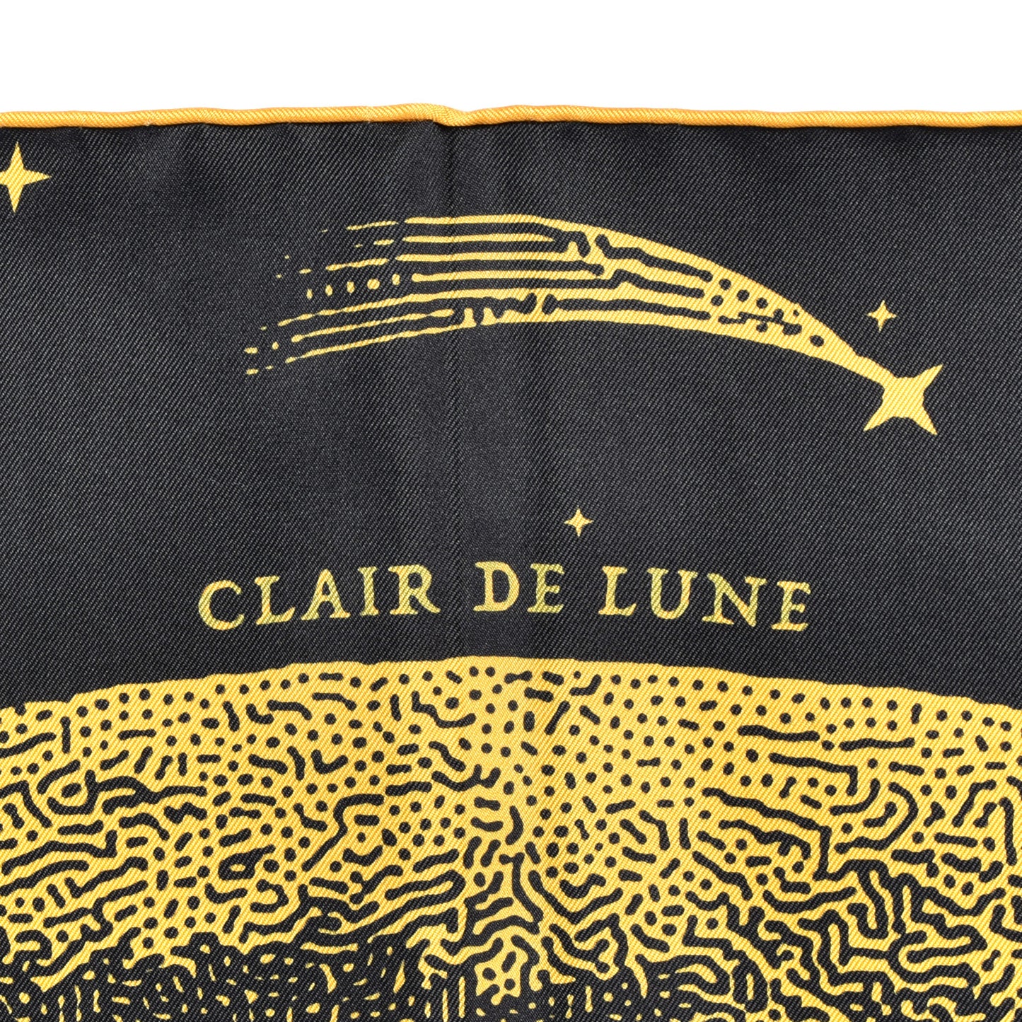 ERMES Silk Clair De Lune Double Face Scarf 90 Black Jaune D'Or Bleu