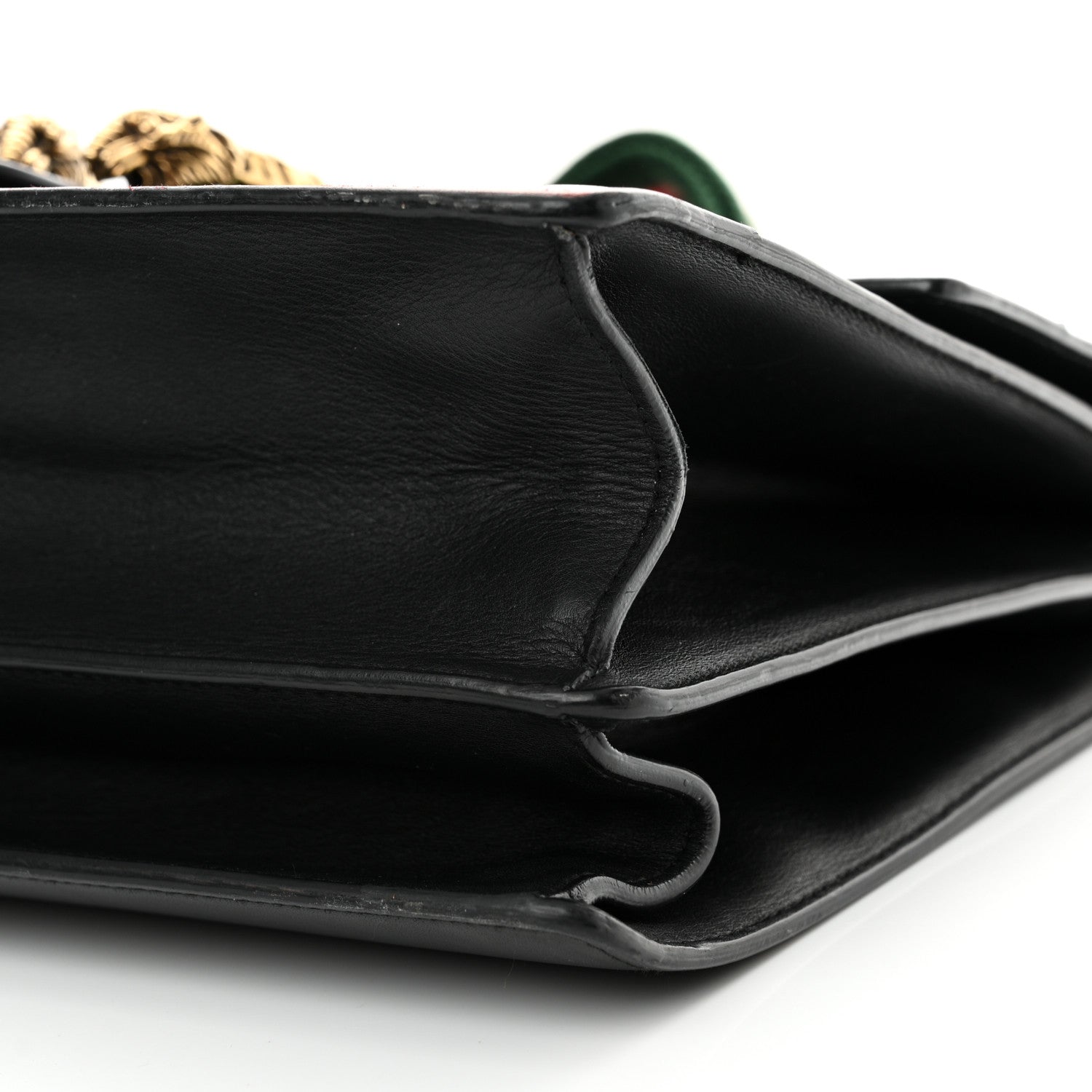 Gucci Calfskin Bamboo Web Large Dionysus Top Handle Bag Black Bright Evergreen Hibiscus Red 10 of 12