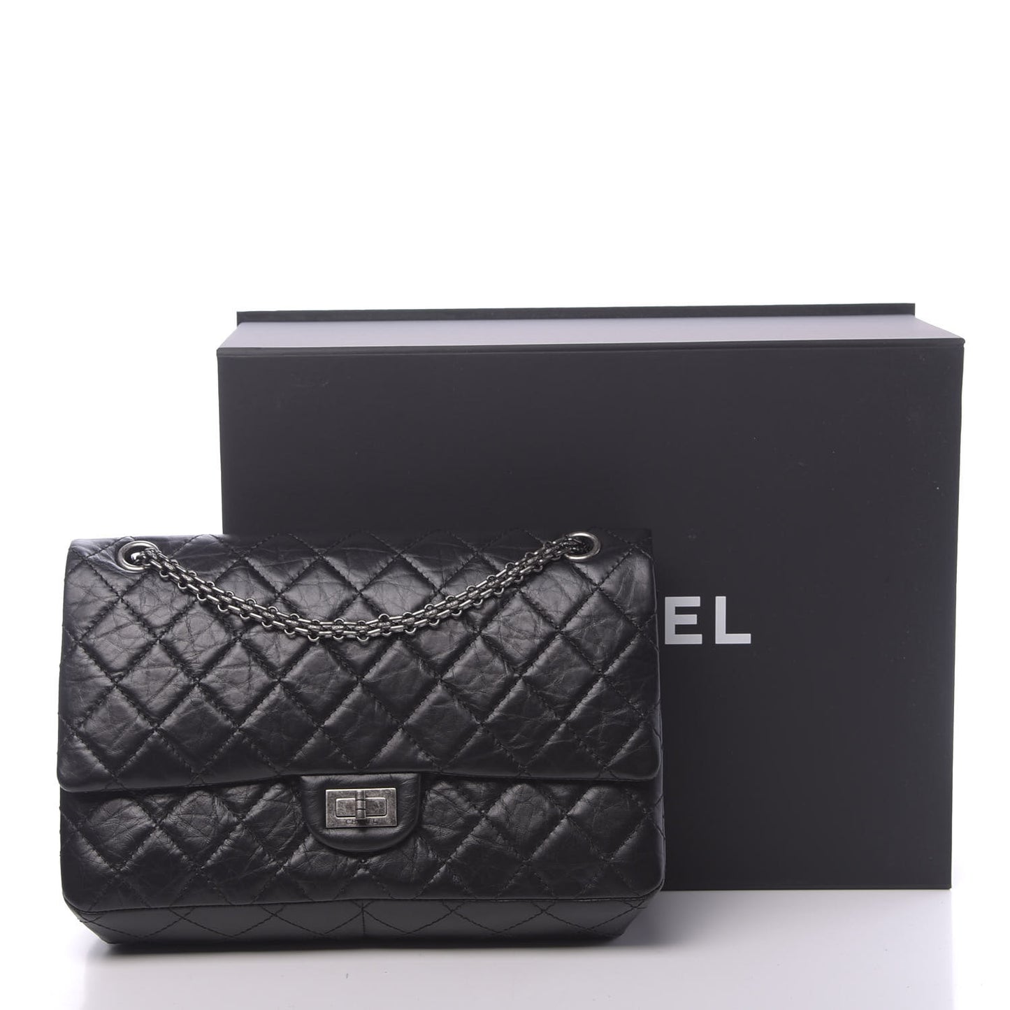 Aged Calfskin Quilted 2.55 Reissue 226 Flap Black