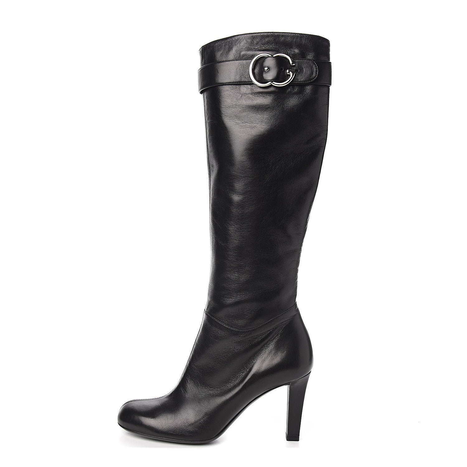 Gucci Calfskin Interlocking G Sachalin Riding Boots 37.5 Black 1 of 9