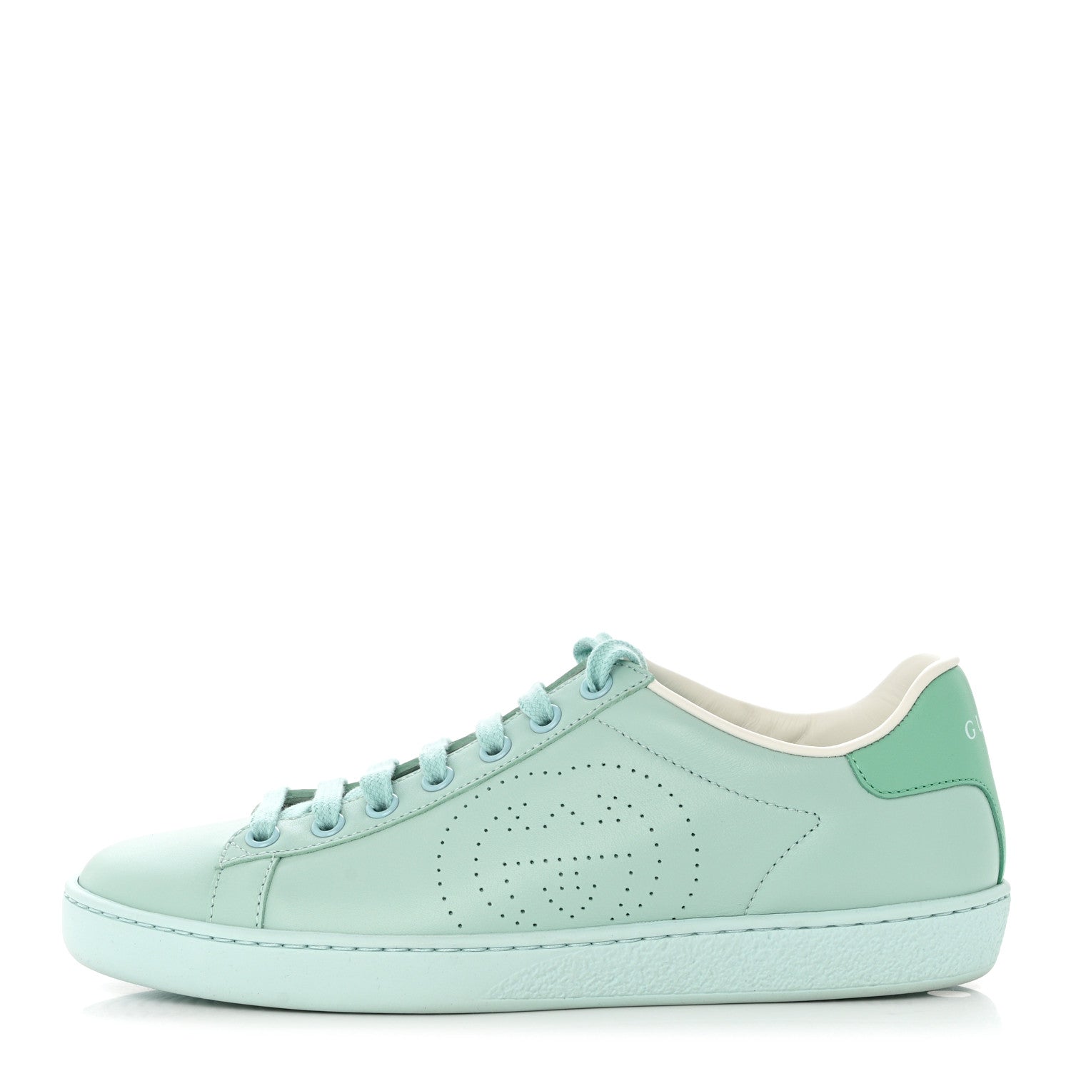Gucci Calfskin Interlocking G Perforated Womens Ace Sneakers 36.5 Water Green Synthetic Green Garden 1 of 9