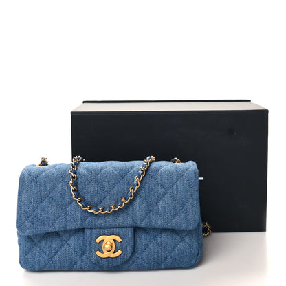 Chanel Denim Quilted Mini Pearl Crush Rectangular Flap Blue 11 of 11