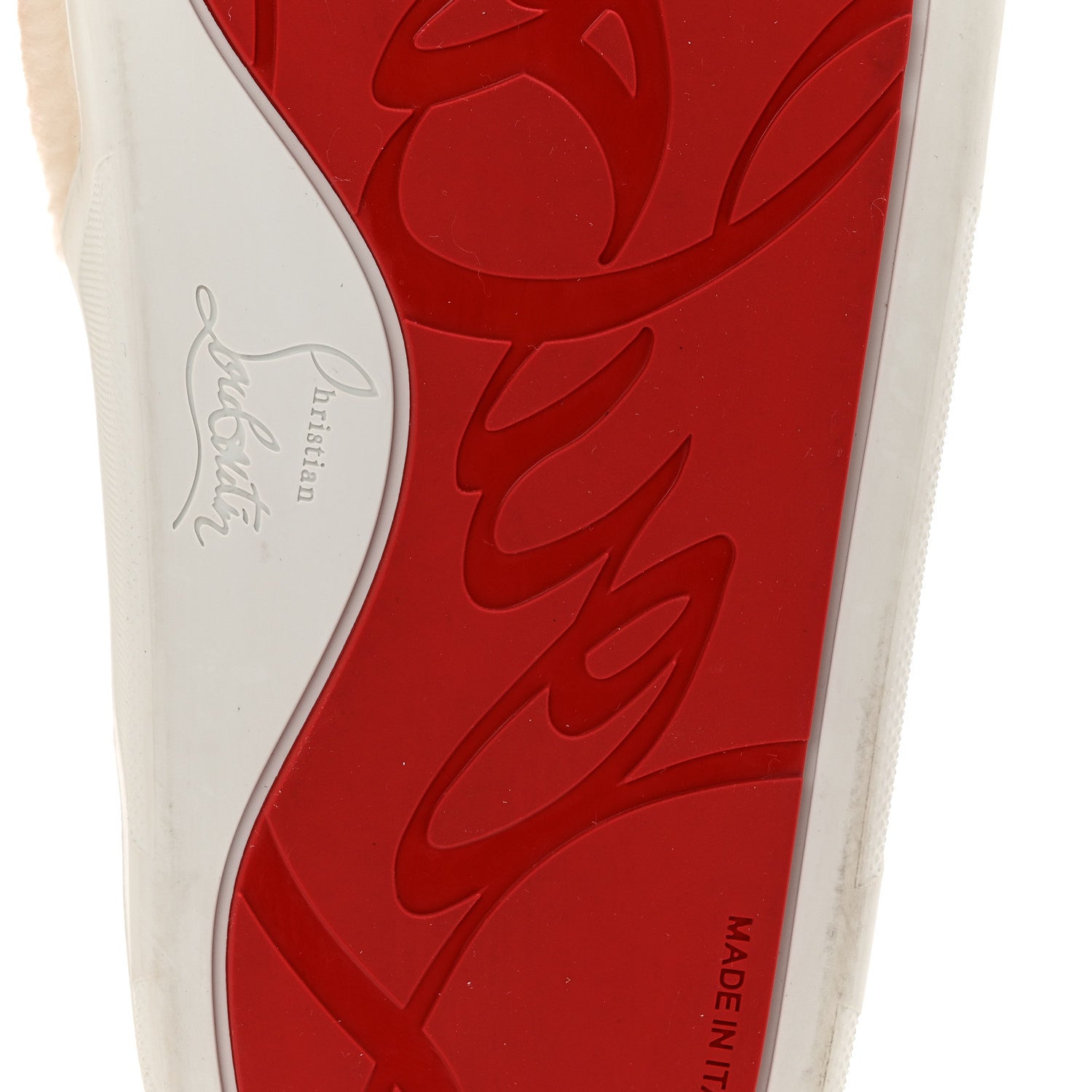 Christian Louboutin Faux Shearling Embroidered Pool Donna Flat Slide Sandals 36.5 White 7 of 10