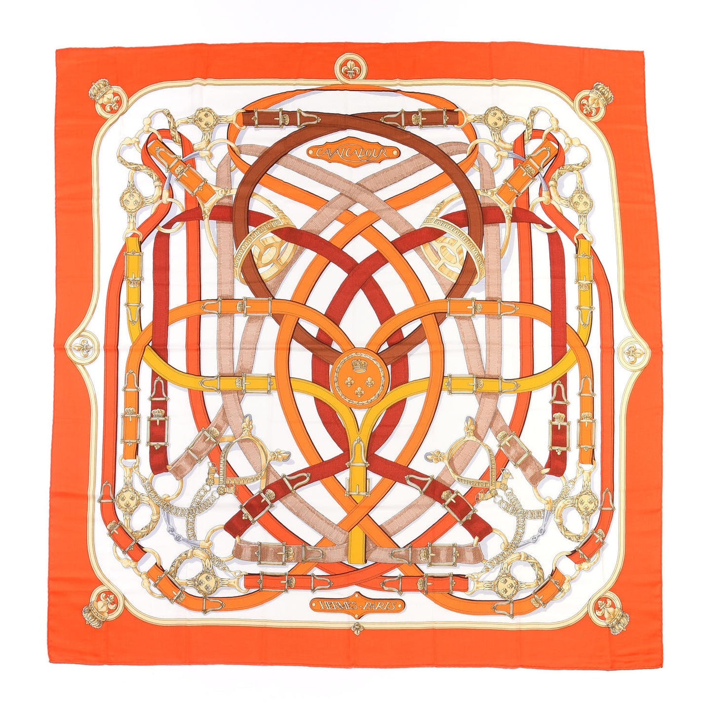 Cashmere Silk Cavalcadour Shawl 140 Orange White