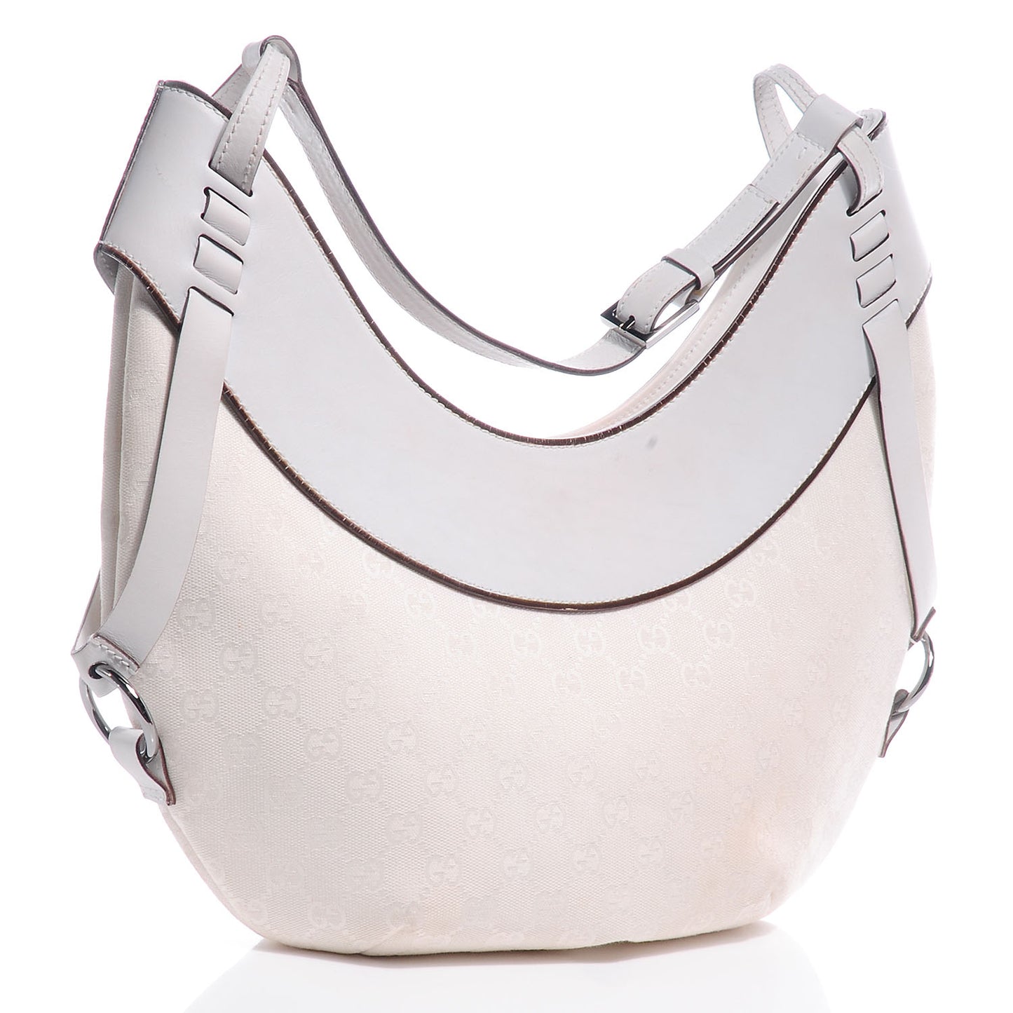 Monogram Half Moon Hobo White
