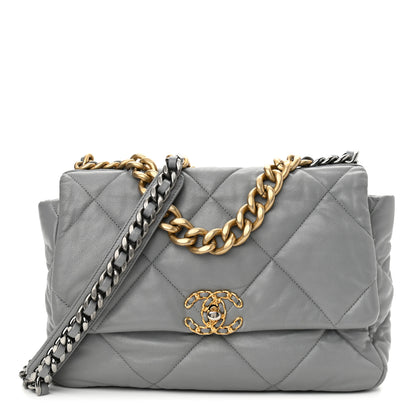 Chanel Lambskin Quilted Large Chanel 19 Flap Grey 1 of 11